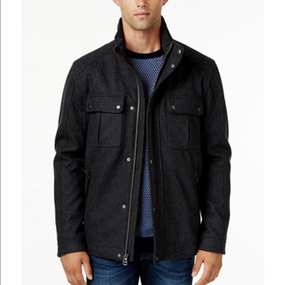 cole haan men's leather trucker jacket